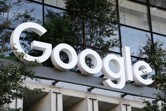 The Google sign is shown over an entrance to the company&#39;s new building in New York on Wednesday, Sept. 6, 2023. If government regulators prevail in the biggest U.S. antitrust trial in a quarter century, it&#39;s likely to unleash drastic changes designed to undermining the dominance of the Google search engine that defines the internet for billions of people. (AP Photo/Peter Morgan)