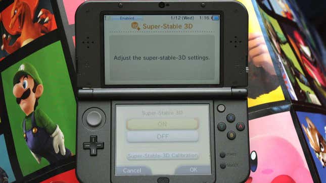 Nintendo 3DS konsolunun bir fotoğrafı. 