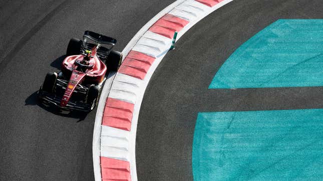 Carlos Sainz of Spain driving (55) the Ferrari F1-75 on track during final practice ahead of the F1 Grand Prix of Abu Dhabi at Yas Marina Circuit on November 19, 2022 in Abu Dhabi, United Arab Emirates. 