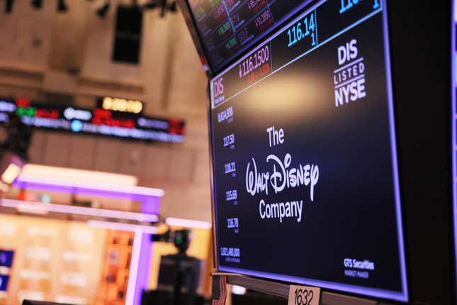 Logo Disney à l’écran à la Bourse de New York