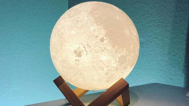 It’s a lamp. That looks like the moon. You can also adjust its color temperature, but the fact that it looks like the moon should be enough to convince you.