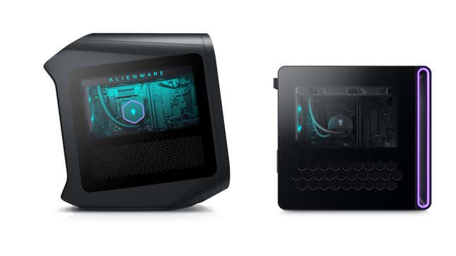 Alienware’s previous case design held the parts up at an angle and measured just over 20 inches tall.