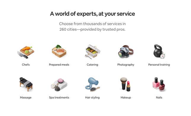 Image for article titled Airbnb will now let you rent chefs, personal trainers and more