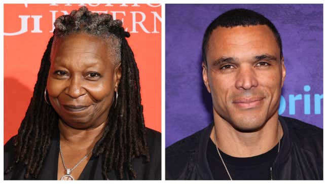 Whoopi Goldberg, left; Tony Gonzalez.