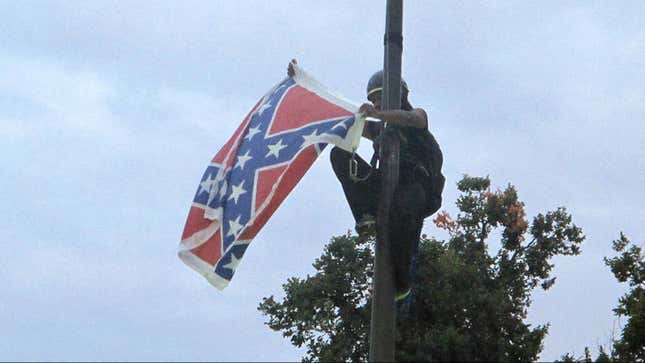 “This flag comes down today.”