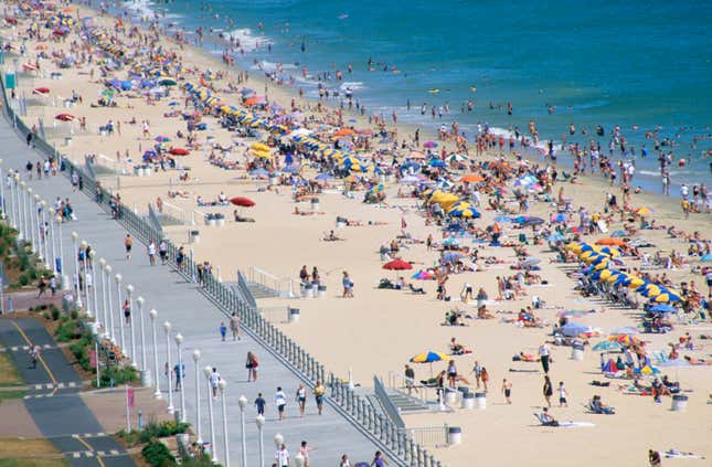 People relaxing along Virginia Beach