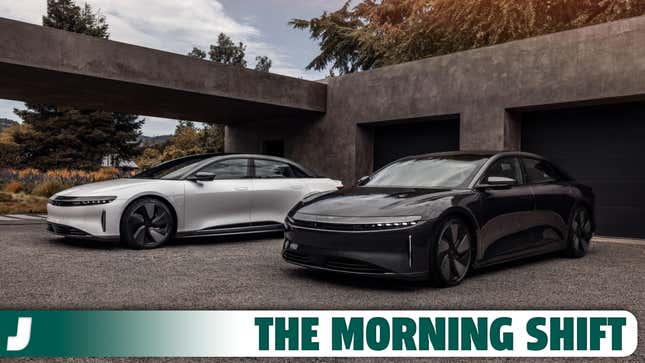 Two Lucid Air electric sedans