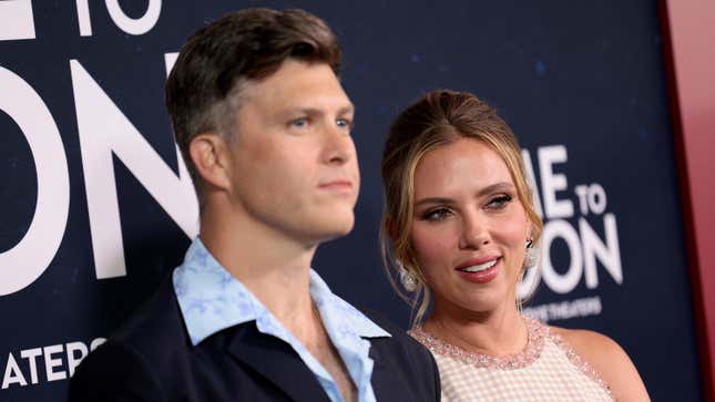 Colin Jost and Scarlett Johansson