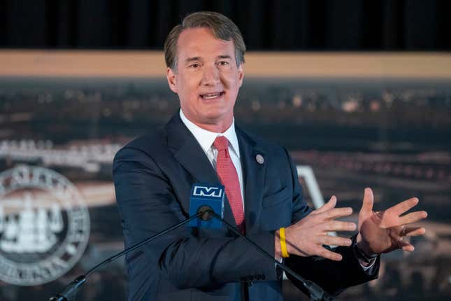 Virginia Gov. Glenn Youngkin speaks to announce plans for a new sports stadium for the Washington Wizards NBA basketball team and Washington Capitals HNL hockey team, at an event on Wednesday, Dec. 13, 2023, in Alexandria, Va. Virginia Gov. Glenn Youngkin has reached a tentative agreement with the parent company of the NBA&#39;s Washington Wizards and NHL&#39;s Washington Capitals to move those teams from the District of Columbia to what he called a new &quot;visionary sports and entertainment venue&quot; in northern Virginia. (AP Photo/Alex Brandon)