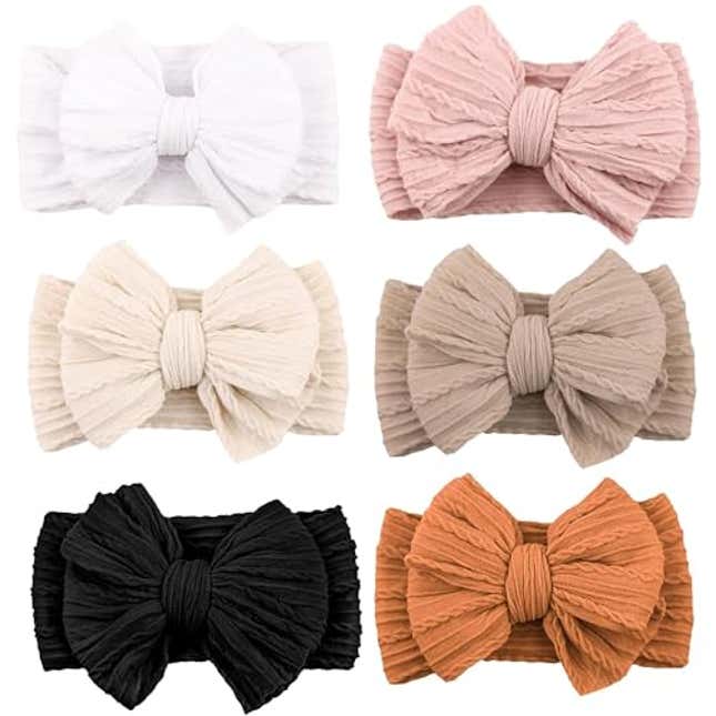 Image for article titled Niceye Handmade Baby Headbands Soft Stretchy Nylon Hair Bands with Bows for Newborn Infant Baby Toddler Girls- Pack of 6, Now 15% Off