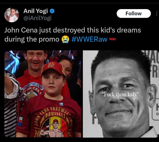 X user responding to John Cena