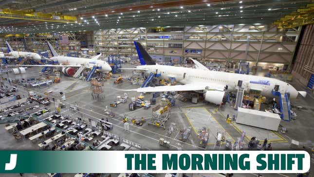 A photo of three Boeing 787 aircraft on display. 