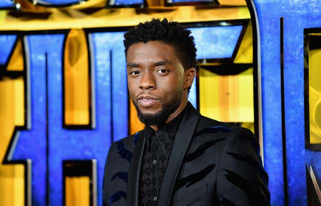 LONDON, ENGLAND - FEBRUARY 08: Chadwick Boseman attends the European Premiere of Marvel Studios’ “Black Panther” at the Eventim Apollo, Hammersmith on February 8, 2018 in London, England.