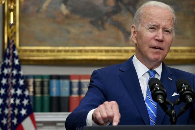 US President Joe Biden speaks about the economy in the Roosevelt Room of the White House in Washington, DC, on May 4, 2022.