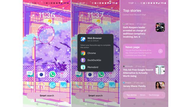 Three screenshots of the Smart Launcher 6 app