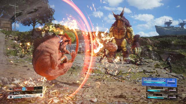 Holding the basic attack button for Red XIII will allow him to perform a sustained attack "sonic return" attack.