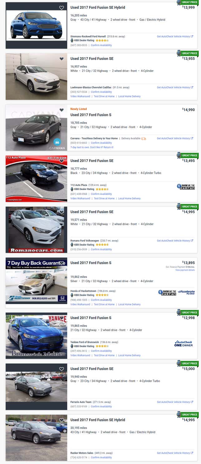 Image for article titled Sedans Dominate This List Of Best Deals On A Used Car For Under $15,000