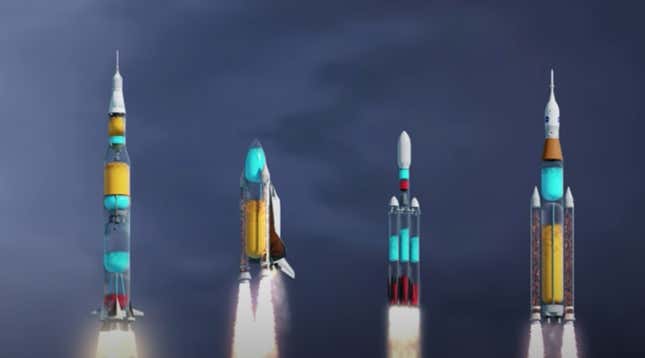 Image for article titled This Animation Of Transparent Rockets Is Ideal For Space Travel And Fuel Consumption Fetishists