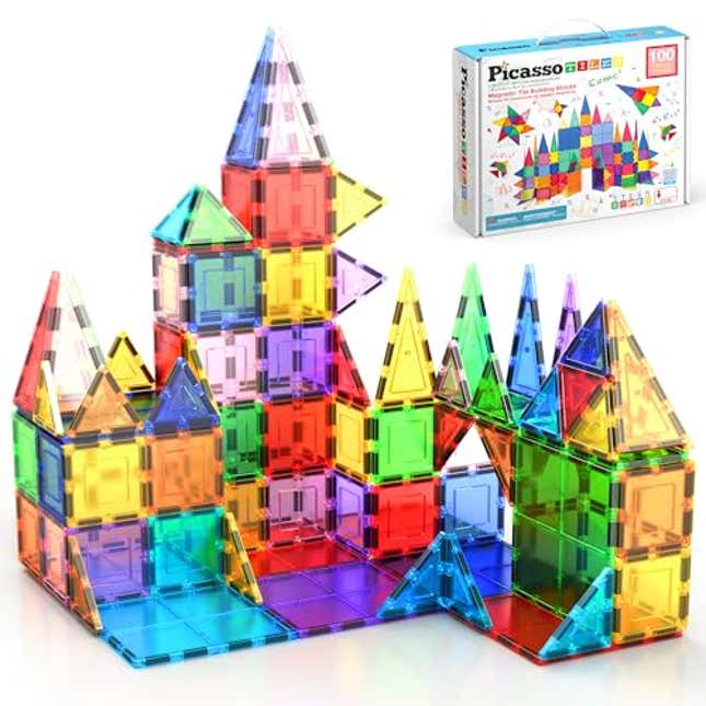 Image for article titled PicassoTiles 100 Piece Magnetic Playboards Tiles Set Magnet Toys for Toddlers STEM Building Blocks Sensory Creative Kids Manipulative Preschool Learning Construction Toy Ages 3+ Boys Girls, Now 30% Off