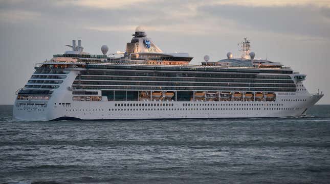 Royal Caribbean Cruises liner Serenade of the Sea leaves the access channel from Le Havre harbour, northern France, on May 8, 2019.