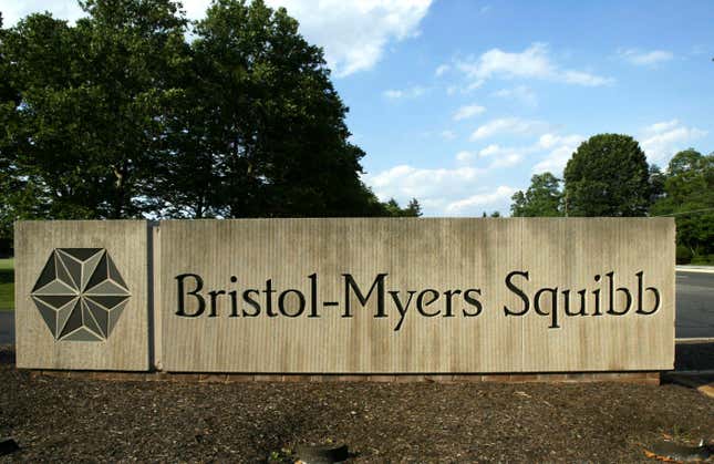 FILE - In this June 15, 2005, file photo, a sign stands in front of a Bristol-Myers Squibb building in a Lawrence Township, N.J. Drugmaker Bristol Myers Squibb is acquiring Karuna Therapeutics, a biopharmaceutical company that has developed a new antipsychotic, in a $14 billion deal. Bristol Myers Squibb and Karuna announced their merger agreement on Friday, Dec. 22, 2023. (AP Photo/Mel Evans, File)