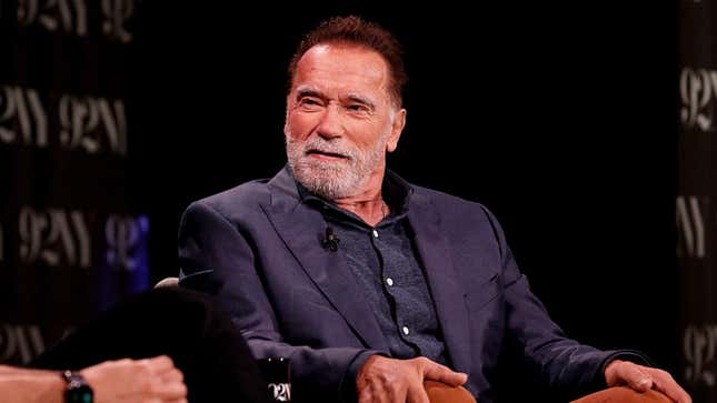 Arnold Schwarzenegger attends a conversation with Ryan Holiday at 92nd Street Y on October 10, 2023 in New York City.