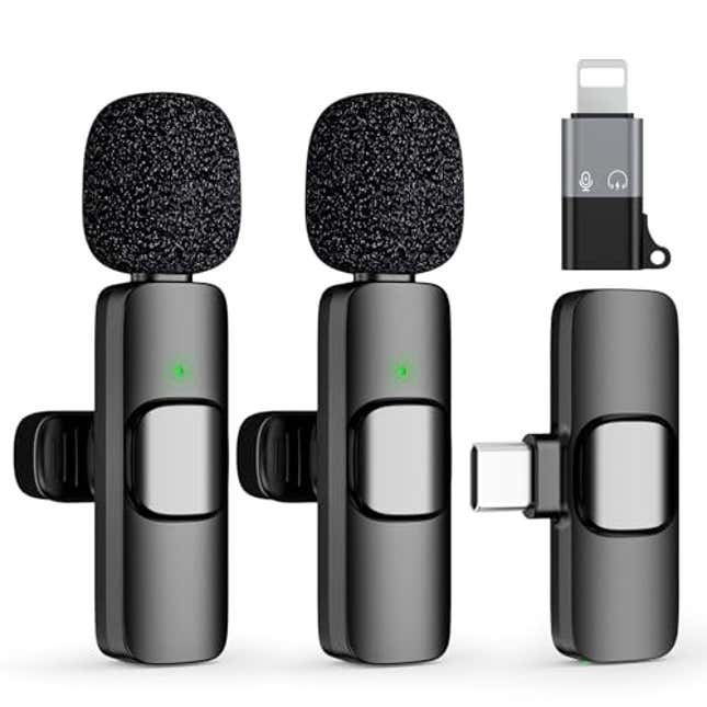 Image for article titled USB C Mini Wireless Lavalier Microphone for iPhone 15 16, Now 48% Off