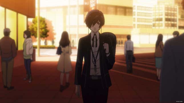 Makoto walks through the city.