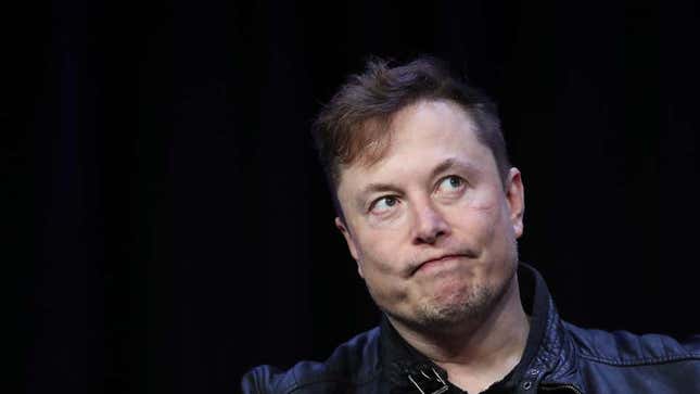 A photo of Elon Musk making a face 