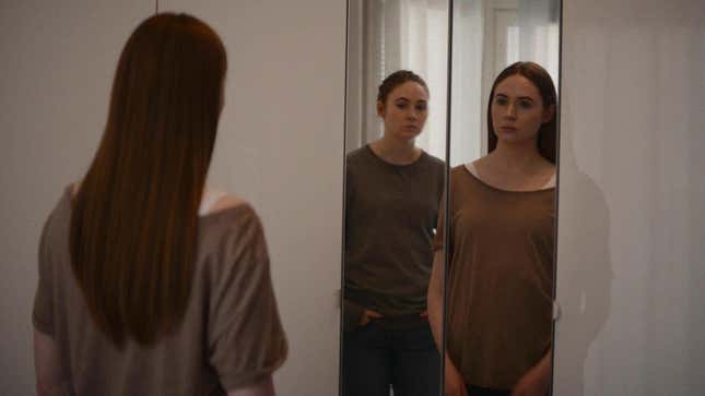 Karen Gillan as Sarah, and her clone, in Riley Stearns’ Dual