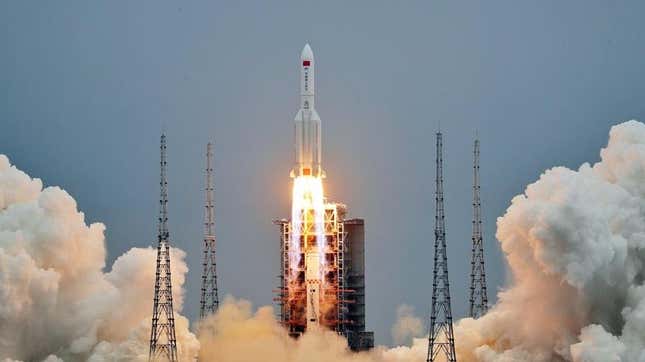 The rocket carrying the space station module lifted off from the Wenchang Space Launch Center.