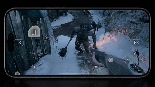 Ein Screenshot zeigt, wie Resident Evil Village mit eingeschalteter Touchscreen-Steuerung aussieht.