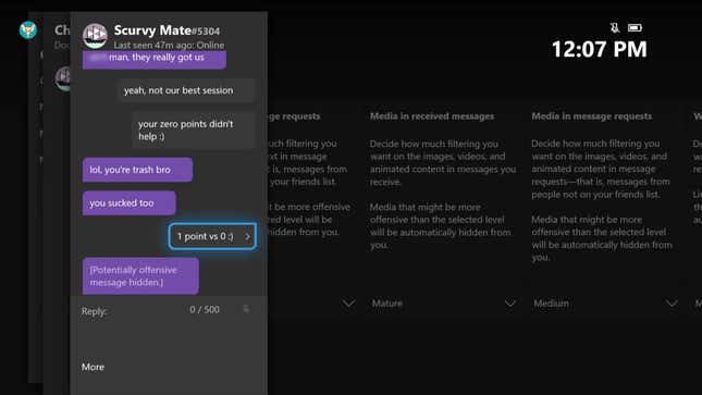 Image for article titled Microsoft Rolls Out Customizable Text Filters For Xbox Messages