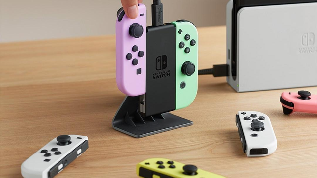 Switch Joy-Con charging on the dock. 