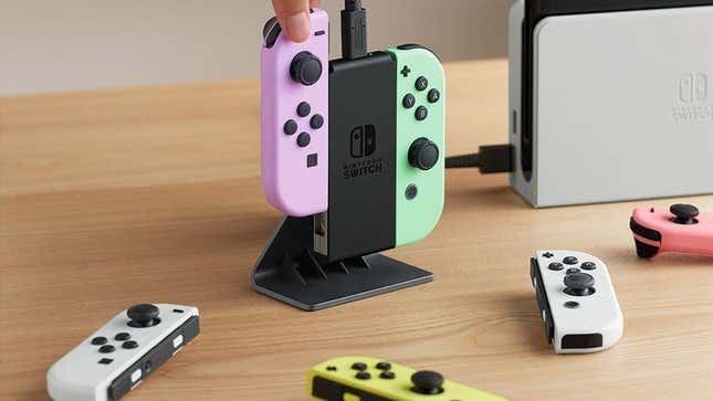 Switch Joy-Con charge on a dock. 