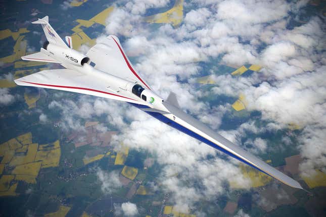 An artist's depiction of the X-59 in flight.