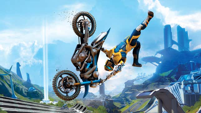 Artwork of of the highly popular platforming racer Trials Fusion, which launched back in 2014.