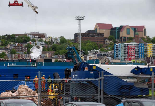 Image for article titled Photos Show Titan Sub Debris Being Unloaded