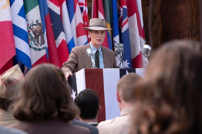 This image released by Universal Pictures shows Cillian Murphy in a scene from &quot;Oppenheimer.&quot; (Universal Pictures via AP)