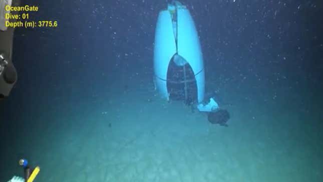 A photo of the remains of the Titan submarine on the sea floor. 