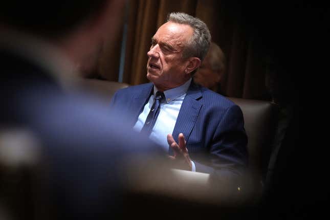 WASHINGTON, DC - FEBRUARY 26: U.S. Health and Human Services Secretary Robert F. Kennedy Jr. delivers remarks during a Cabinet meeting held by President Donald Trump at the White House on February 26, 2025 in Washington, DC. Trump is holding the first Cabinet meeting of his second term, joined by Tesla and SpaceX CEO Elon Musk, head of the Department of Government Efficiency (DOGE). 