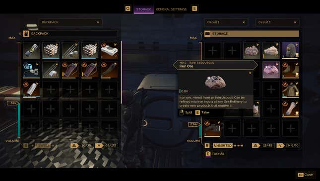 Iron Ore in the player’s inventory in Dune: Awakening.
