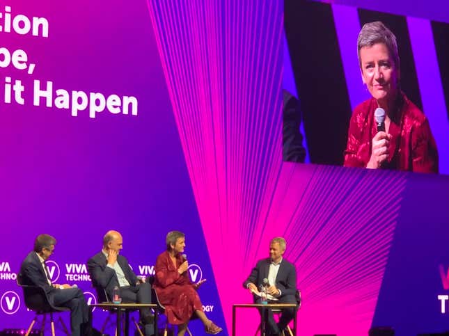Margrethe Vestager on stage at VivaTech in Paris.