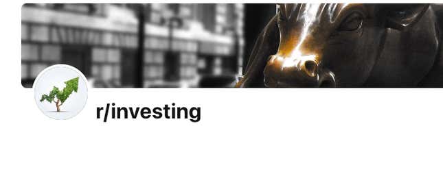 Die Homepage von r/investing.