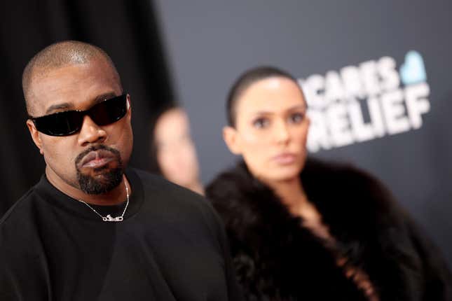 LOS ANGELES, CALIFORNIA - FEBRUARY 02: (L-R) Kanye West and Bianca Censori attend the 67th Annual GRAMMY Awards on February 02, 2025 in Los Angeles, California.