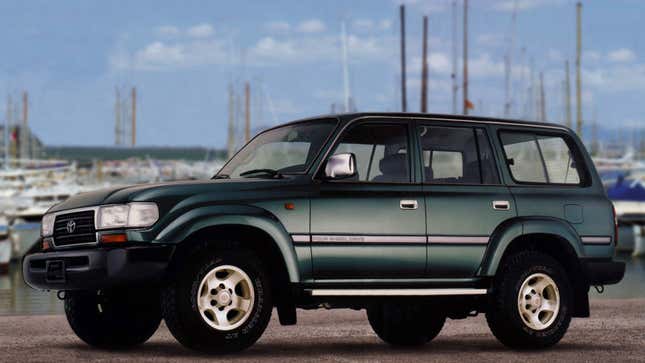  A photo of a dark green, Toyota Land Cruiser Series 80. 