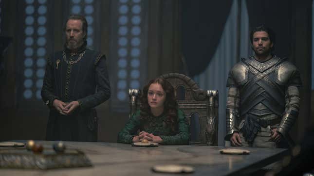 Rhys Ifans, Olivia Cooke, and Fabian Frankel in House Of The Dragon