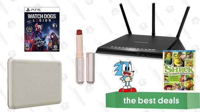 Image for article titled Monday&#39;s Best Deals: Watch Dogs Legion, Toshiba Canvio Advance 1TB External Hard Drive, Fenty Beauty Mattemoiselle Plush Matte Lipstick, Shrek: The Ultimate Collection, Netgear Nighthawk Router, and More