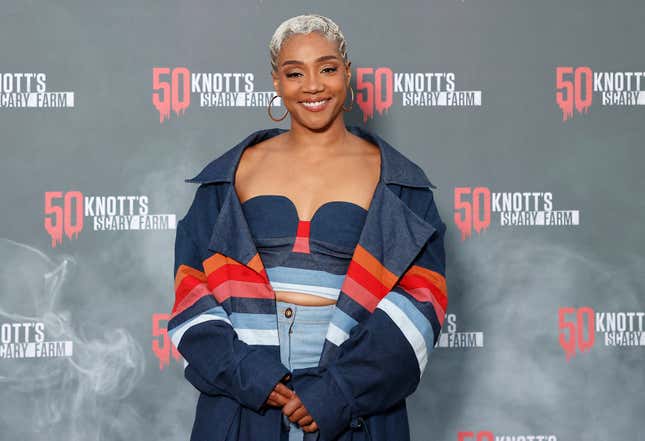 Tiffany Haddish arrives for the 50th anniversary of Knott’s scary farm in Buena Park, California on September 23, 2023.