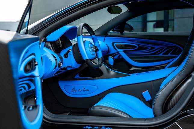 Blue and black Bugatti Chiron Super Sport interior